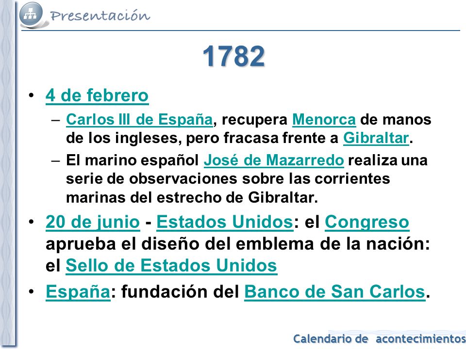 de febrero. Carlos III de España, recupera Menorca de manos de los ingleses, pero fracasa frente a Gibraltar.