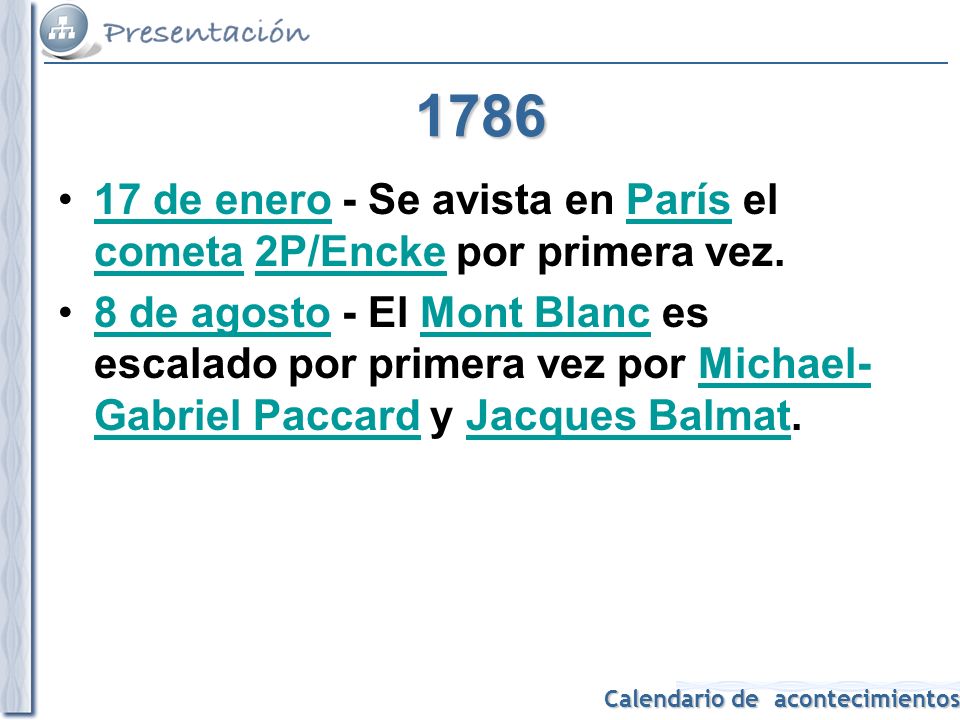 de enero - Se avista en París el cometa 2P/Encke por primera vez.