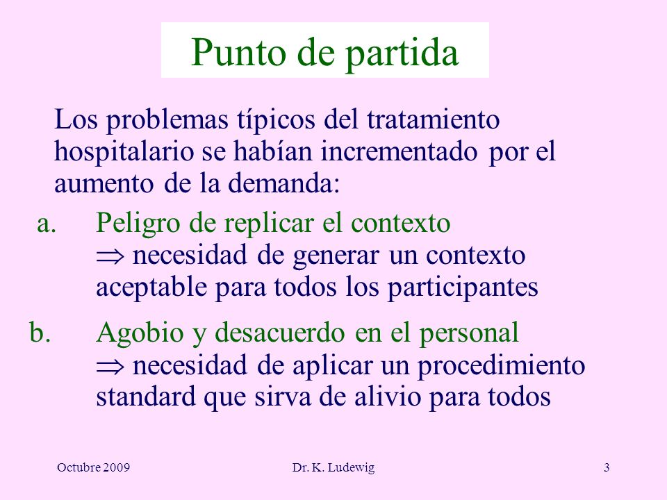Punto de partida Los problemas típicos del tratamiento hospitalario se habían incrementado por el aumento de la demanda: