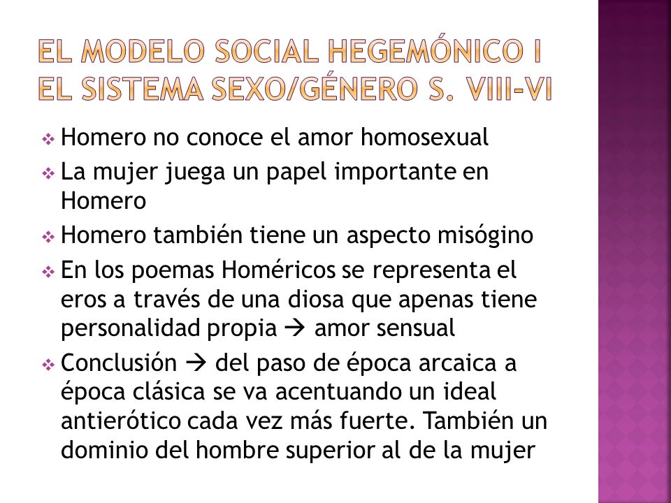 EL MODELO SOCIAL HEGEMÓNICO I EL SISTEMA SEXO/GÉNERO S. VIII-VI