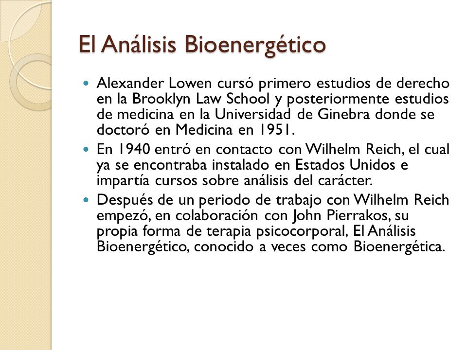 El Análisis Bioenergético