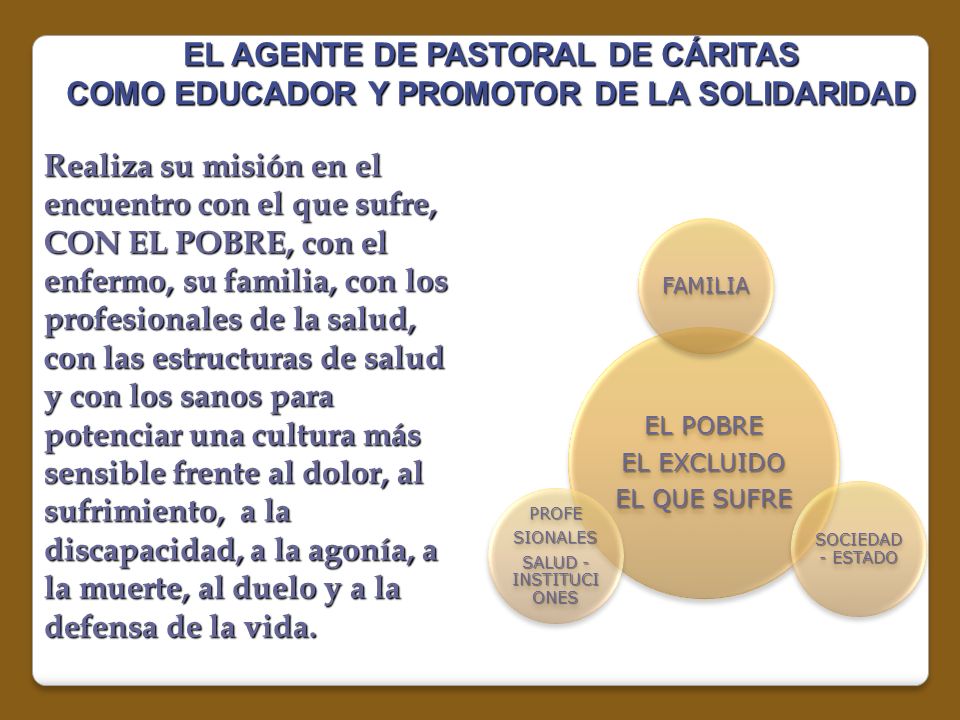 EL AGENTE DE PASTORAL DE CÁRITAS COMO EDUCADOR Y PROMOTOR DE LA SOLIDARIDAD