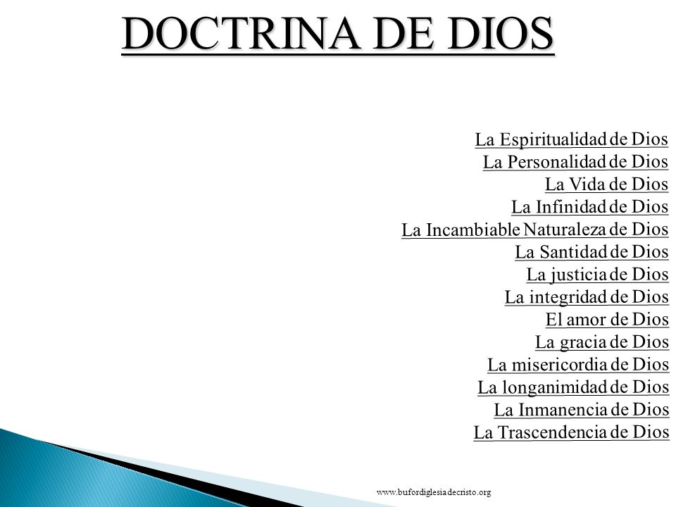 DOCTRINA DE DIOS La Espiritualidad de Dios La Personalidad de Dios