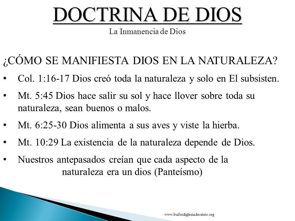 DOCTRINA DE DIOS ¿CÓMO SE MANIFIESTA DIOS EN LA NATURALEZA