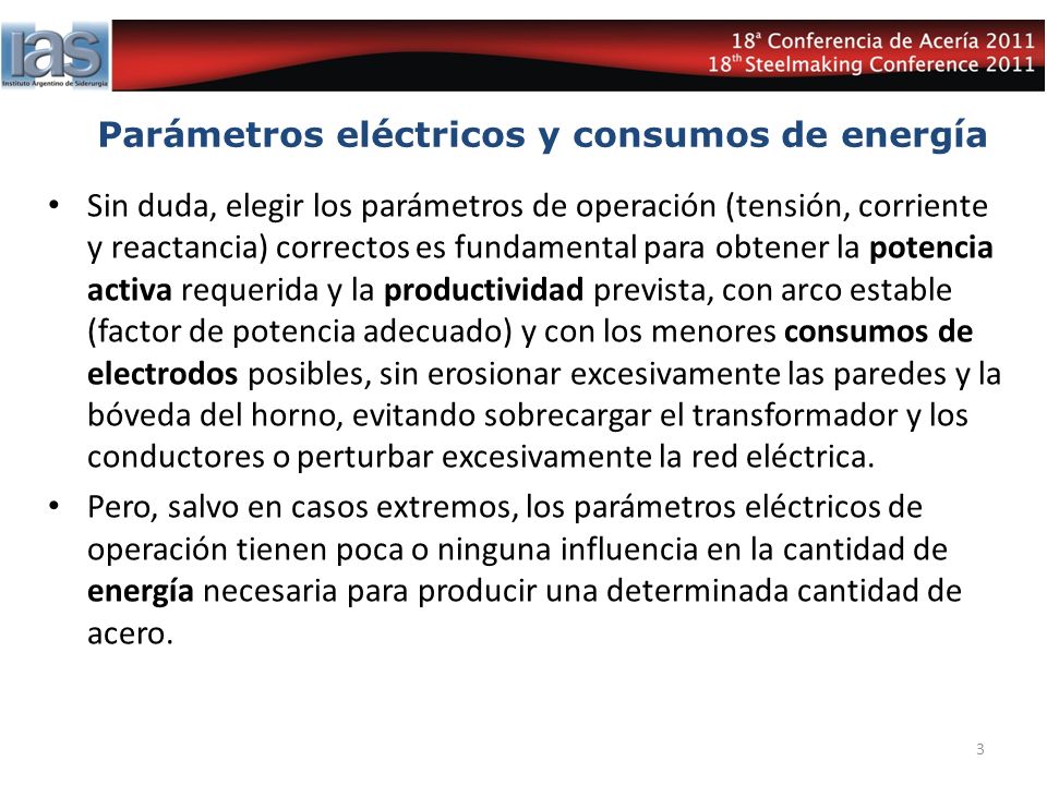 Parámetros eléctricos y consumos de energía
