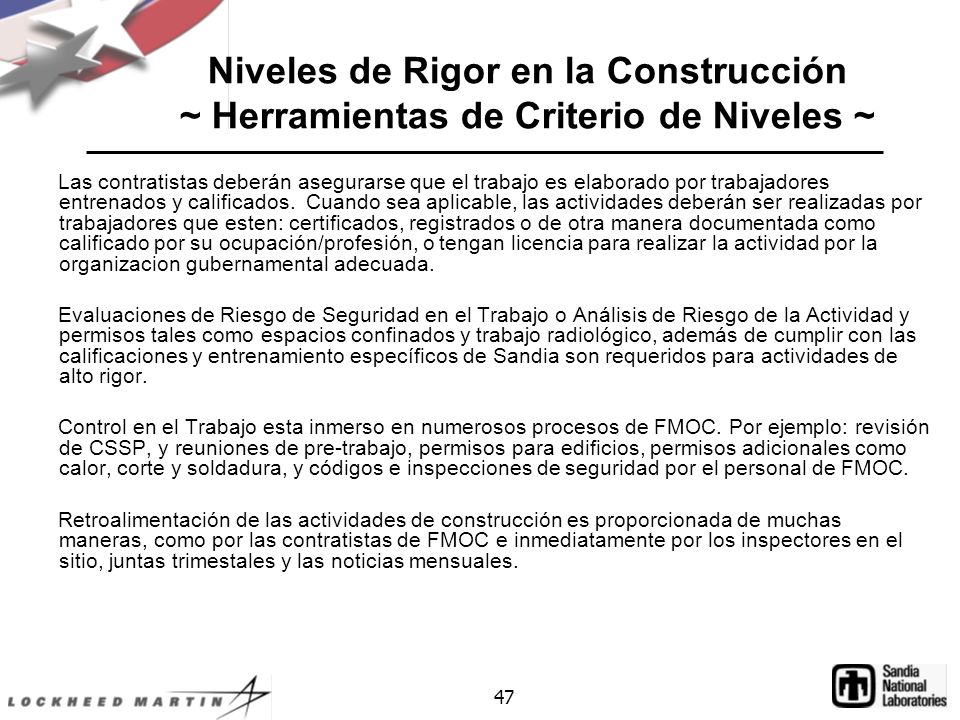 Niveles de Rigor en la Construcción ~ Herramientas de Criterio de Niveles ~