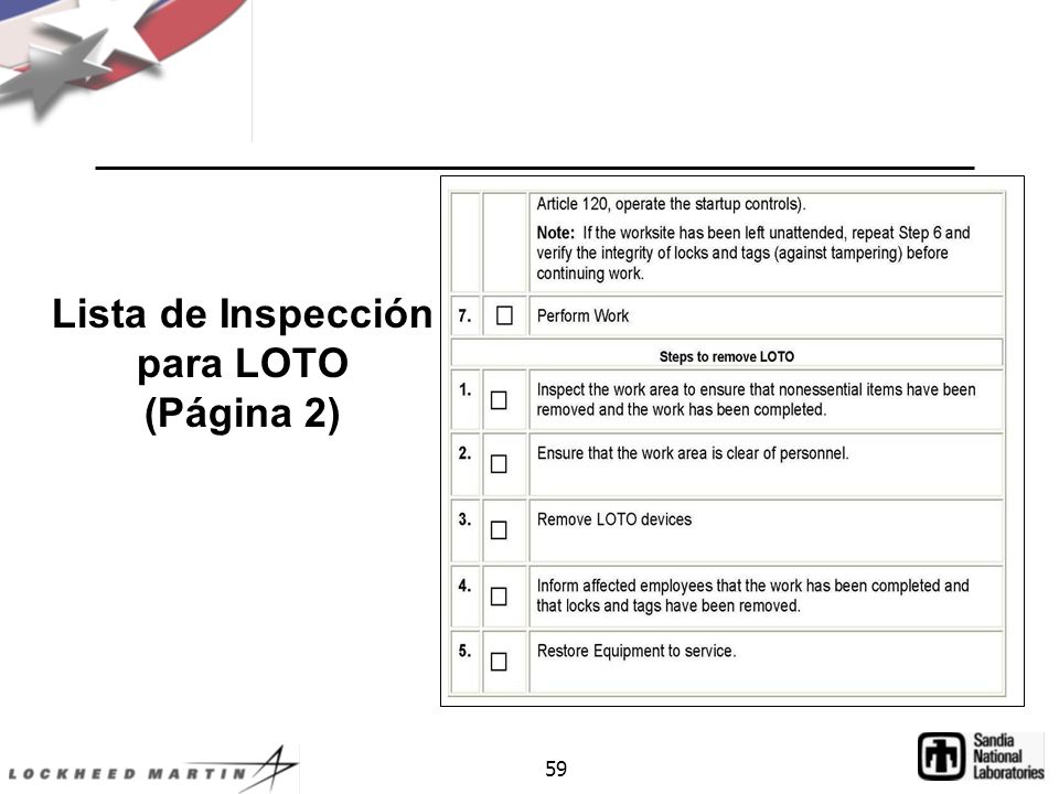 Lista de Inspección para LOTO (Página 2)