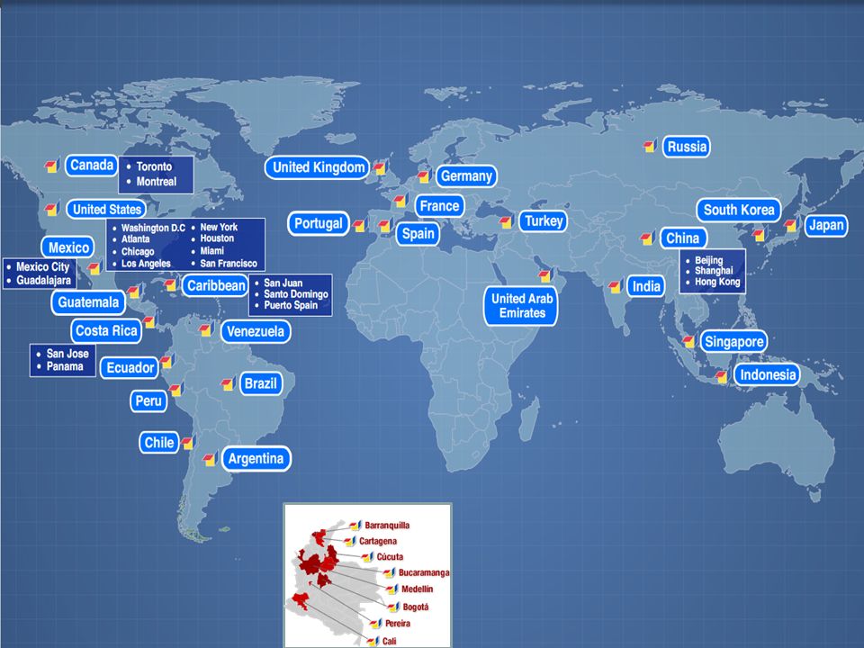 Proexport around the world: 28 offices overseas and 8 local offices