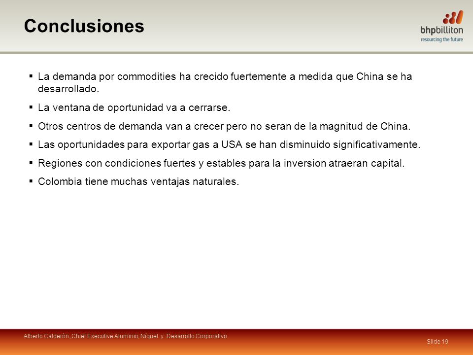 Conclusiones La demanda por commodities ha crecido fuertemente a medida que China se ha desarrollado.