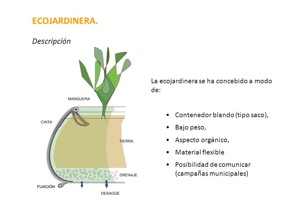 ECOJARDINERA. Descripción La ecojardinera se ha concebido a modo de: