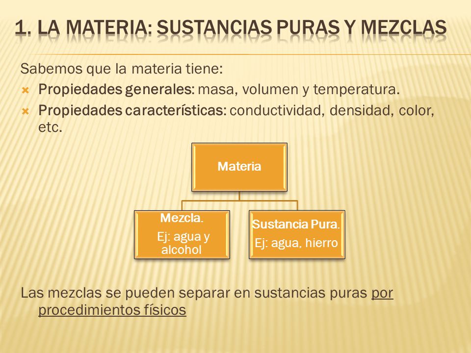 1. LA MATERIA: SUSTANCIAS PURAS Y MEZCLAS