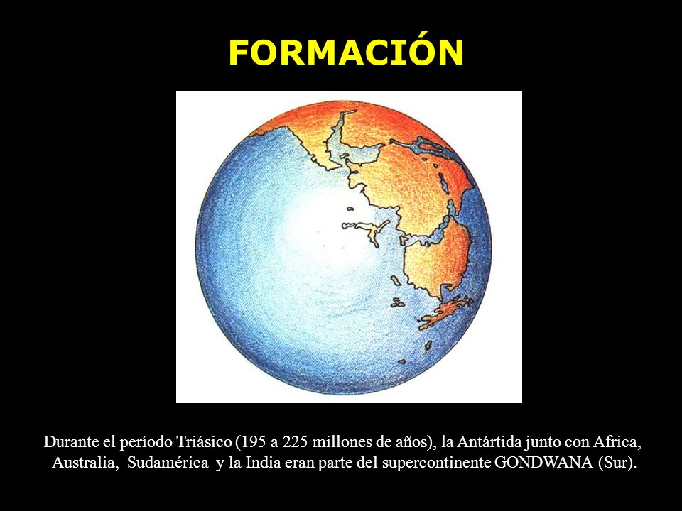 FORMACIÓN Durante el período Triásico (195 a 225 millones de años), la Antártida junto con Africa,