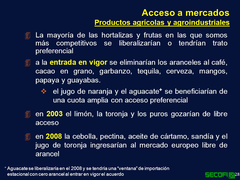 Acceso a mercados Productos agrícolas y agroindustriales