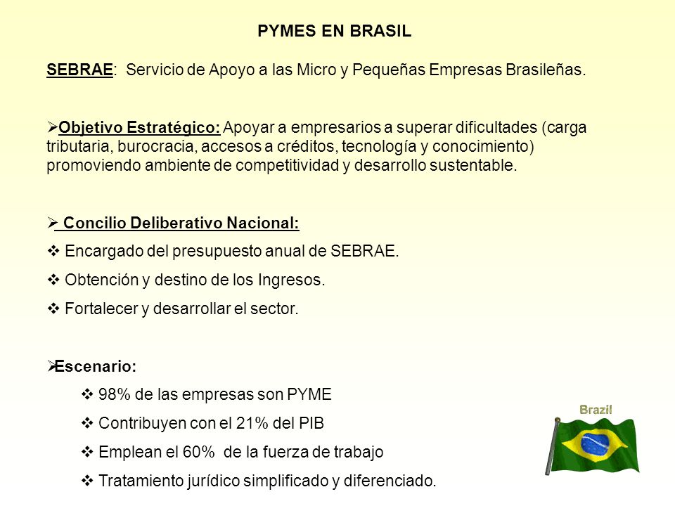 PYMES EN BRASIL SEBRAE: Servicio de Apoyo a las Micro y Pequeñas Empresas Brasileñas.