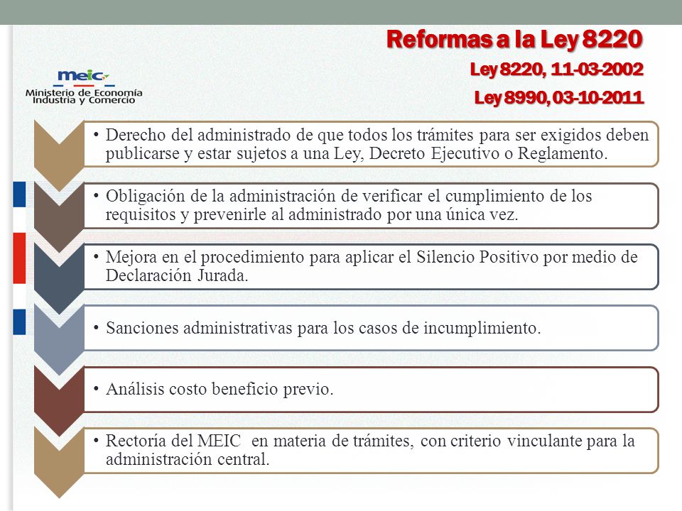 Reformas a la Ley 8220 Ley 8220, Ley 8990,