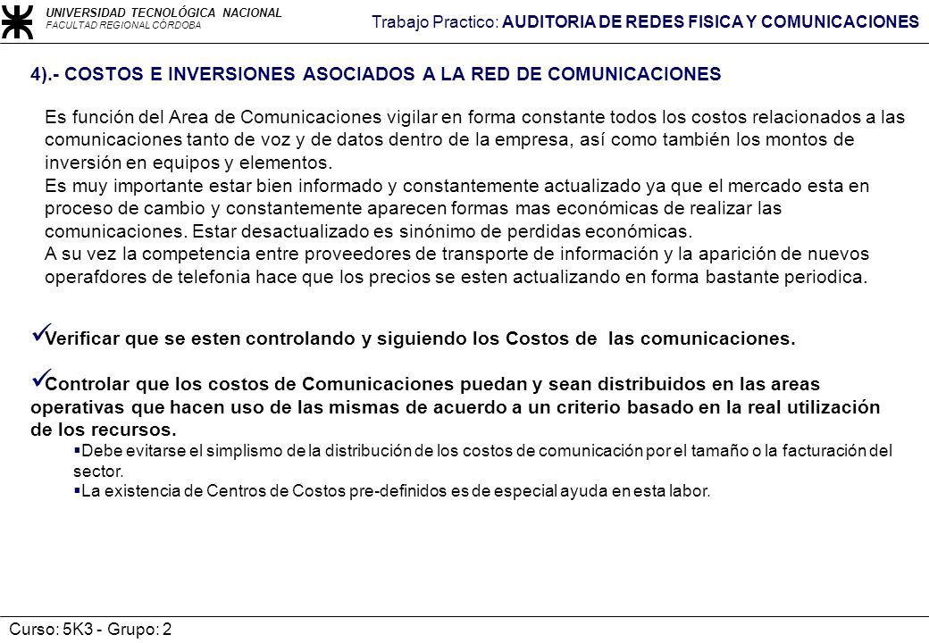 4).- COSTOS E INVERSIONES ASOCIADOS A LA RED DE COMUNICACIONES
