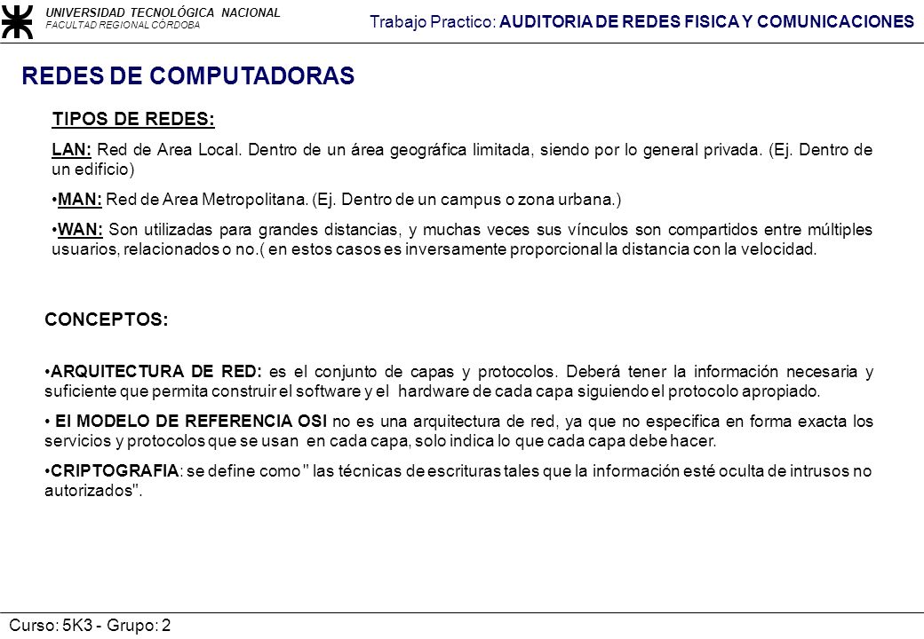 REDES DE COMPUTADORAS TIPOS DE REDES: CONCEPTOS:
