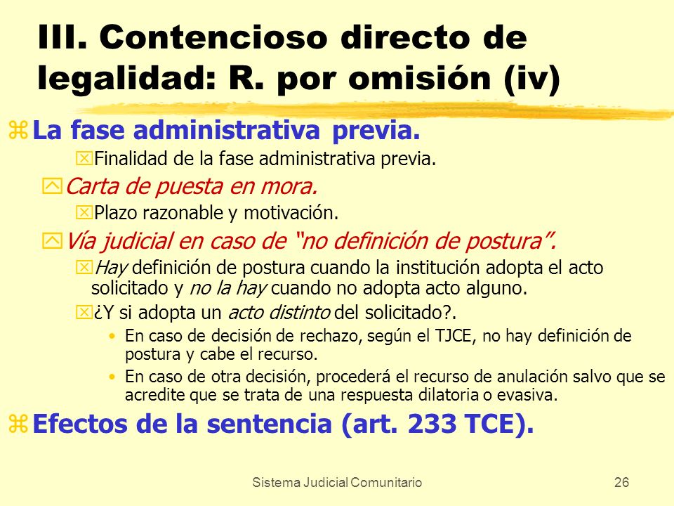 III. Contencioso directo de legalidad: R. por omisión (iv)