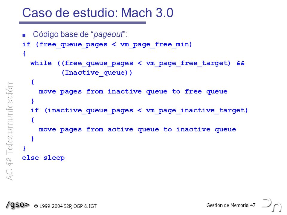 Caso de estudio: Mach 3.0 Código base de pageout :