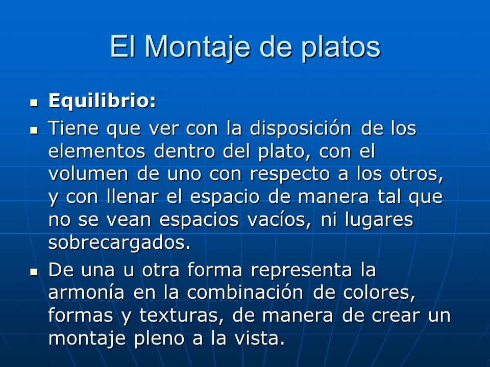 El Montaje de platos Equilibrio:
