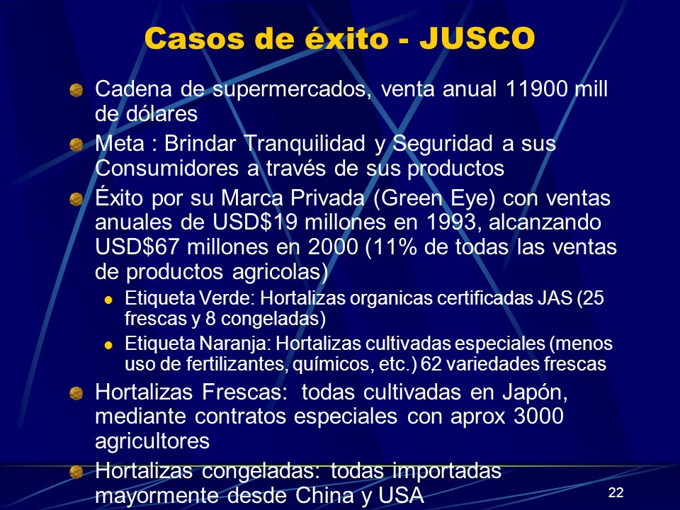 Casos de éxito - JUSCO Cadena de supermercados, venta anual mill de dólares.