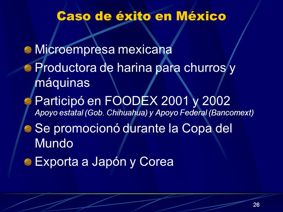 Caso de éxito en México Microempresa mexicana. Productora de harina para churros y máquinas.
