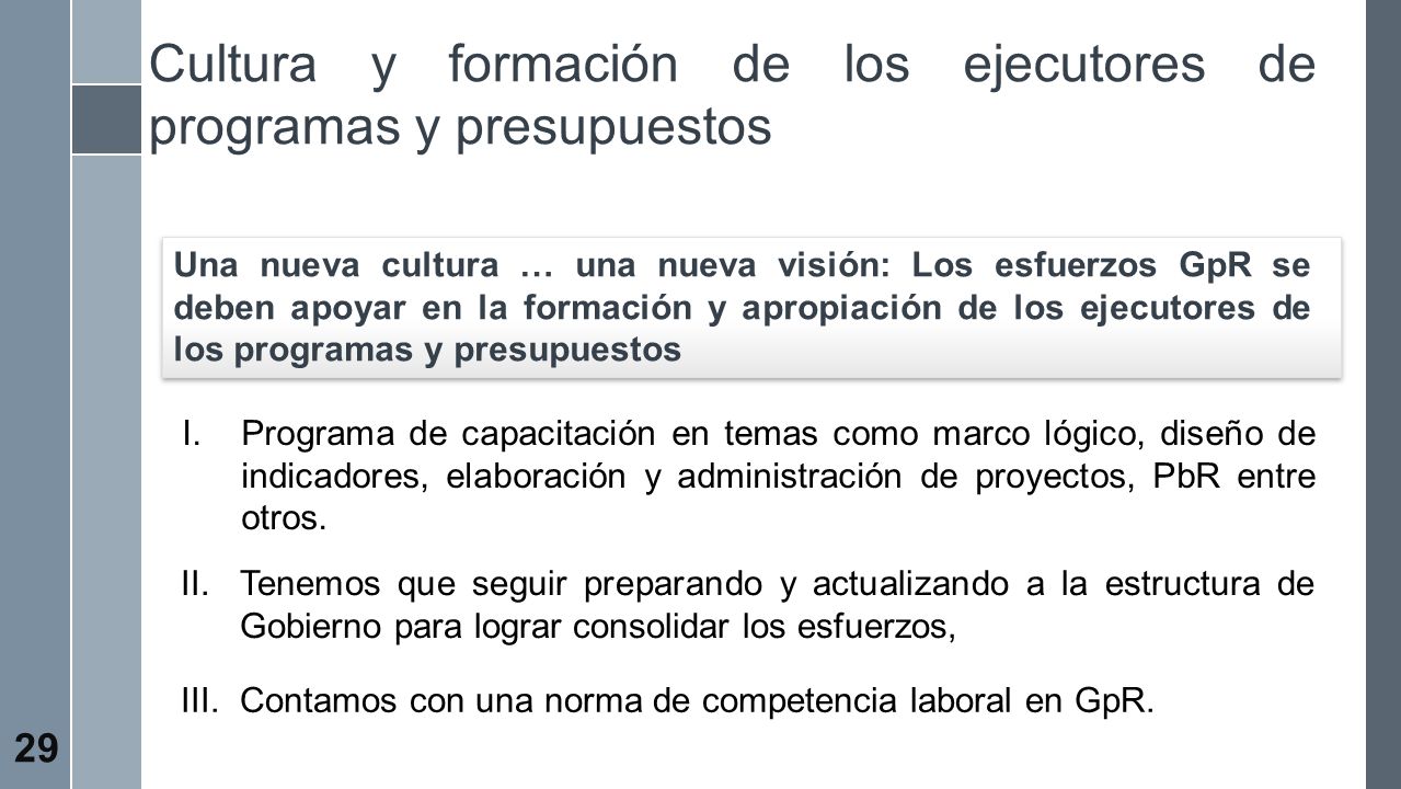 Cultura y formación de los ejecutores de programas y presupuestos