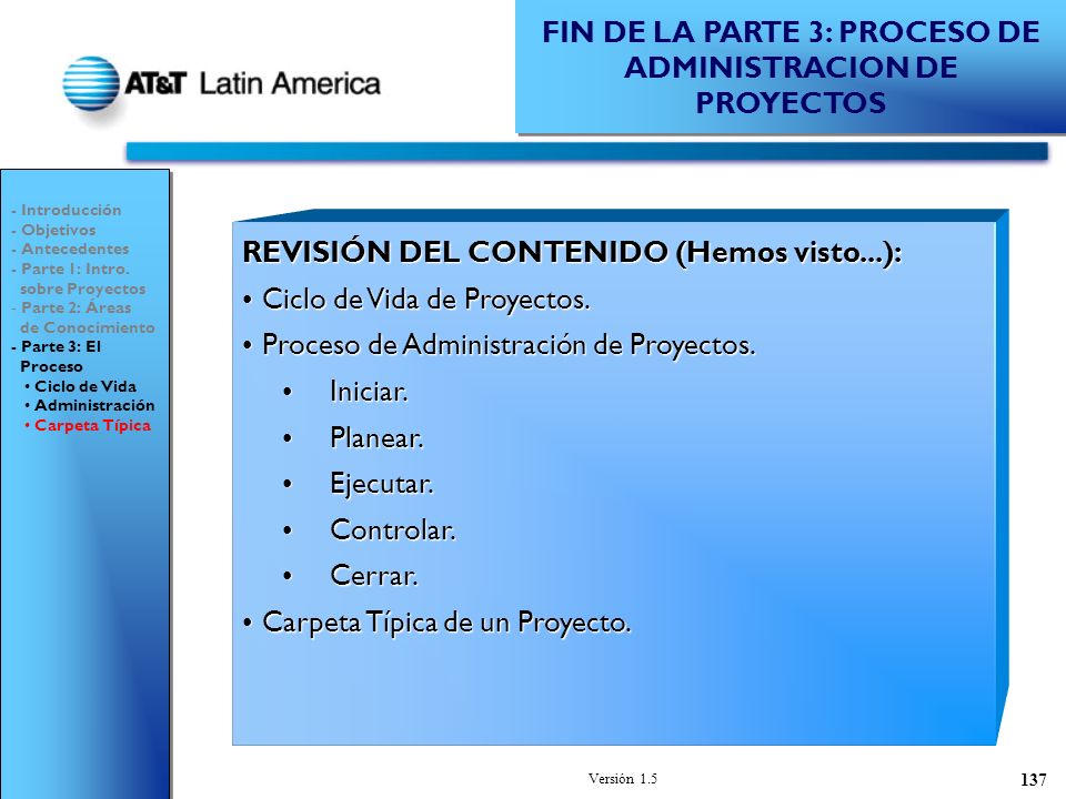 FIN DE LA PARTE 3: PROCESO DE ADMINISTRACION DE PROYECTOS