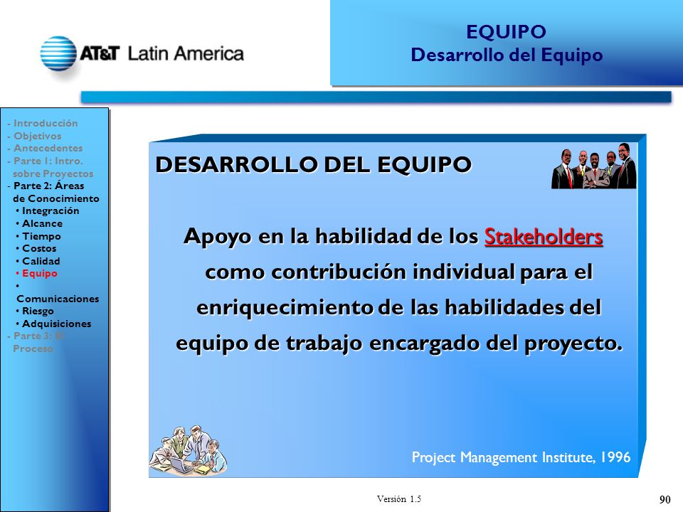 EQUIPO Desarrollo del Equipo. - Introducción. - Objetivos. - Antecedentes. - Parte 1: Intro. sobre Proyectos.