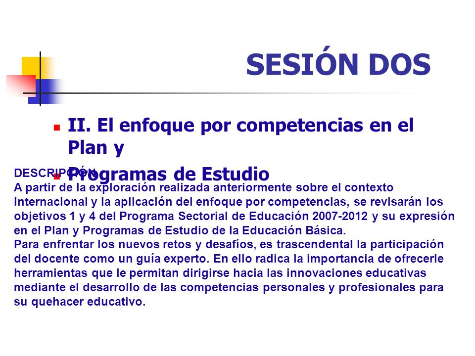 SESIÓN DOS II. El enfoque por competencias en el Plan y