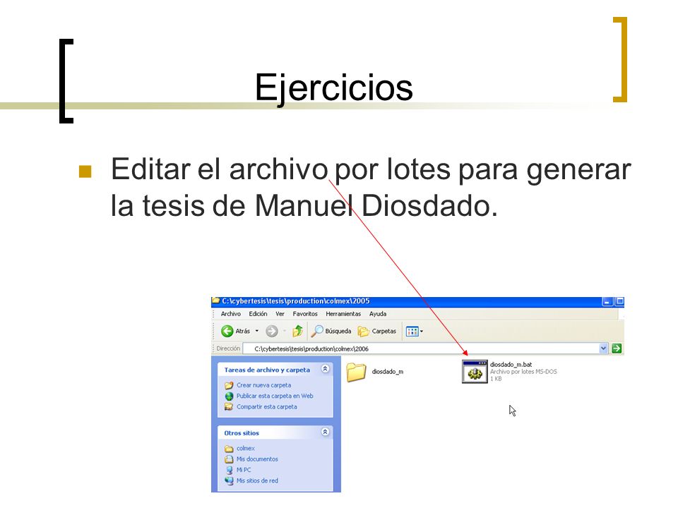 Ejercicios Editar el archivo por lotes para generar la tesis de Manuel Diosdado.