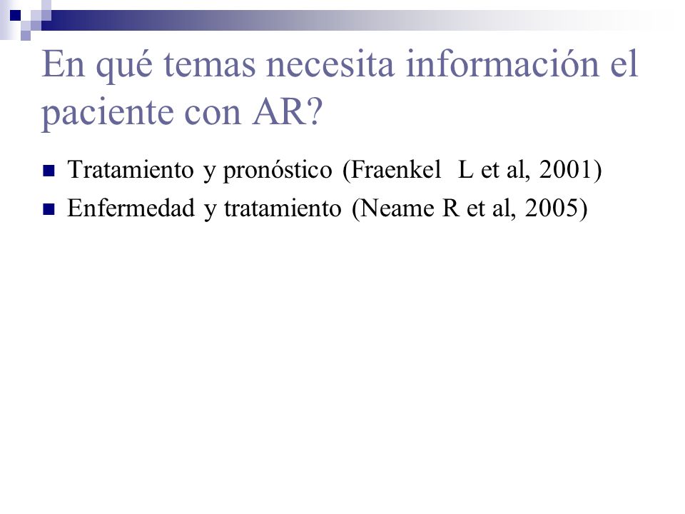 En qué temas necesita información el paciente con AR