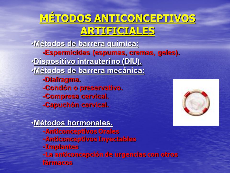 MÉTODOS ANTICONCEPTIVOS ARTIFICIALES