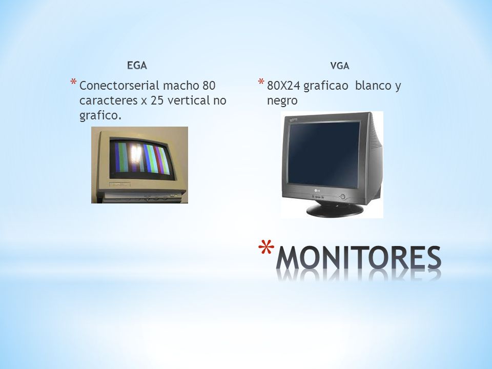 MONITORES Conectorserial macho 80 caracteres x 25 vertical no grafico.