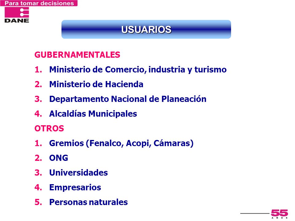 USUARIOS GUBERNAMENTALES Ministerio de Comercio, industria y turismo