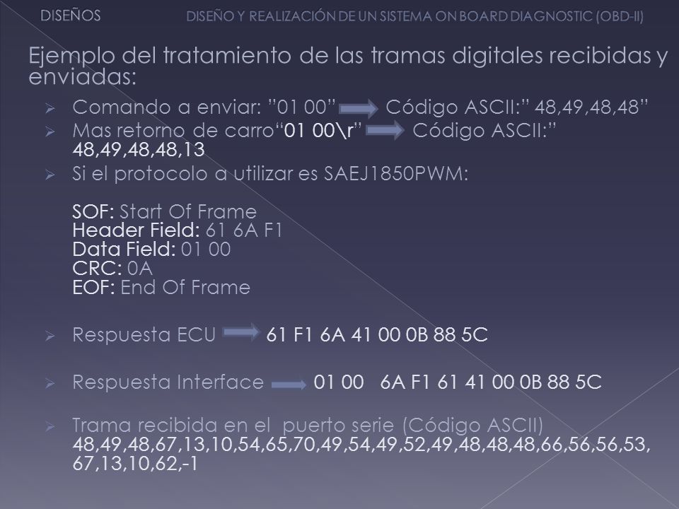 Ejemplo del tratamiento de las tramas digitales recibidas y enviadas: