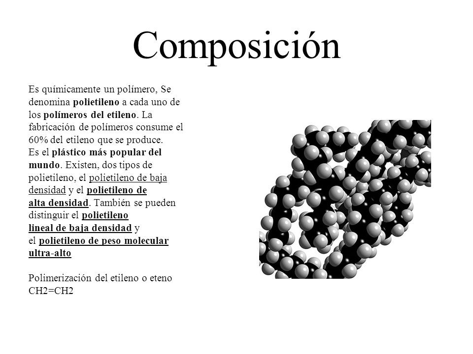 Composición Es químicamente un polímero, Se