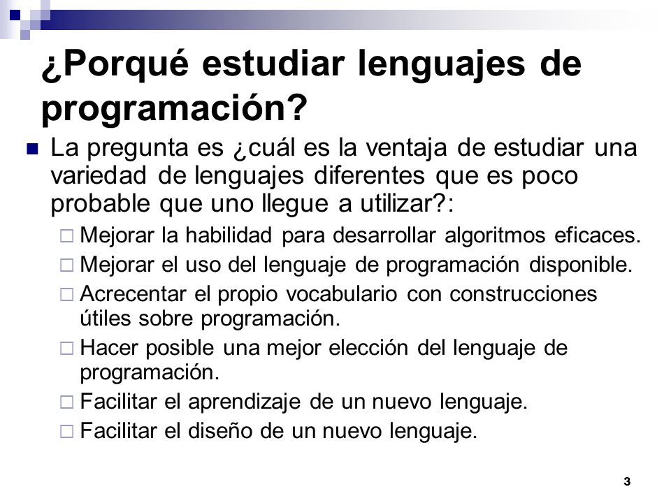 ¿Porqué estudiar lenguajes de programación