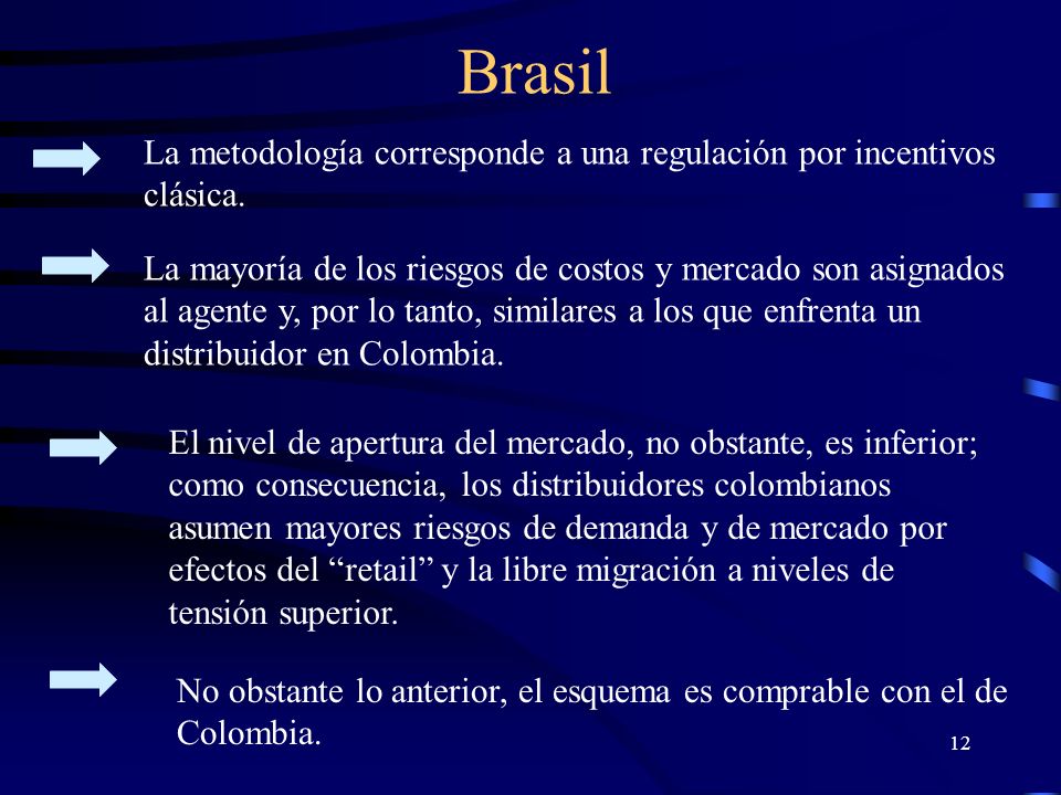 Brasil La metodología corresponde a una regulación por incentivos clásica.