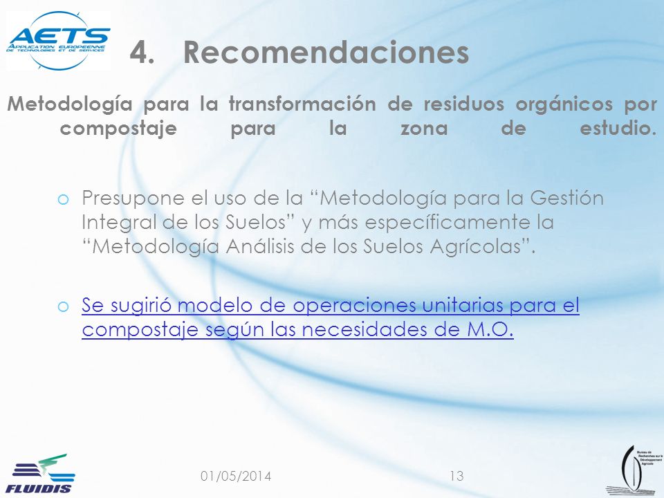 Recomendaciones Metodología para la transformación de residuos orgánicos por compostaje para la zona de estudio.