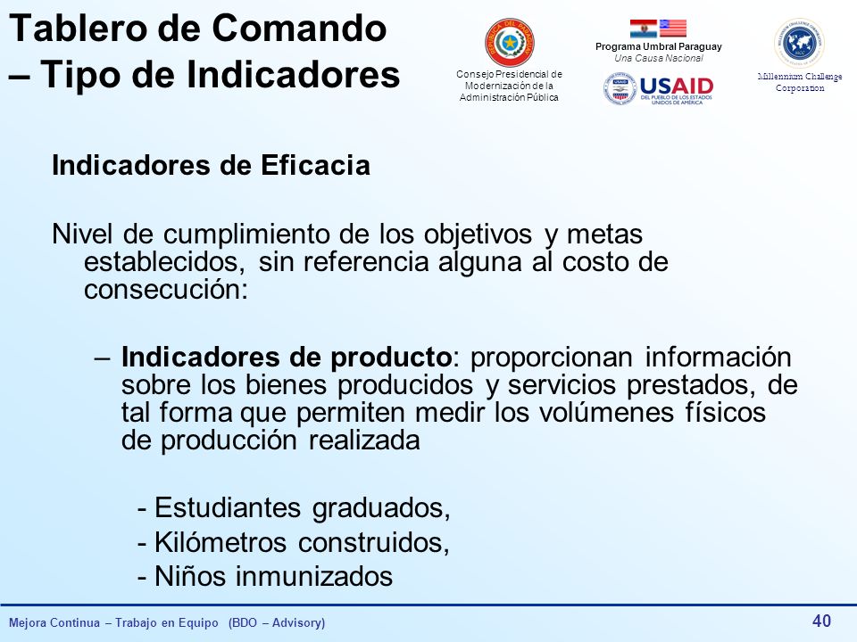 Tablero de Comando – Tipo de Indicadores