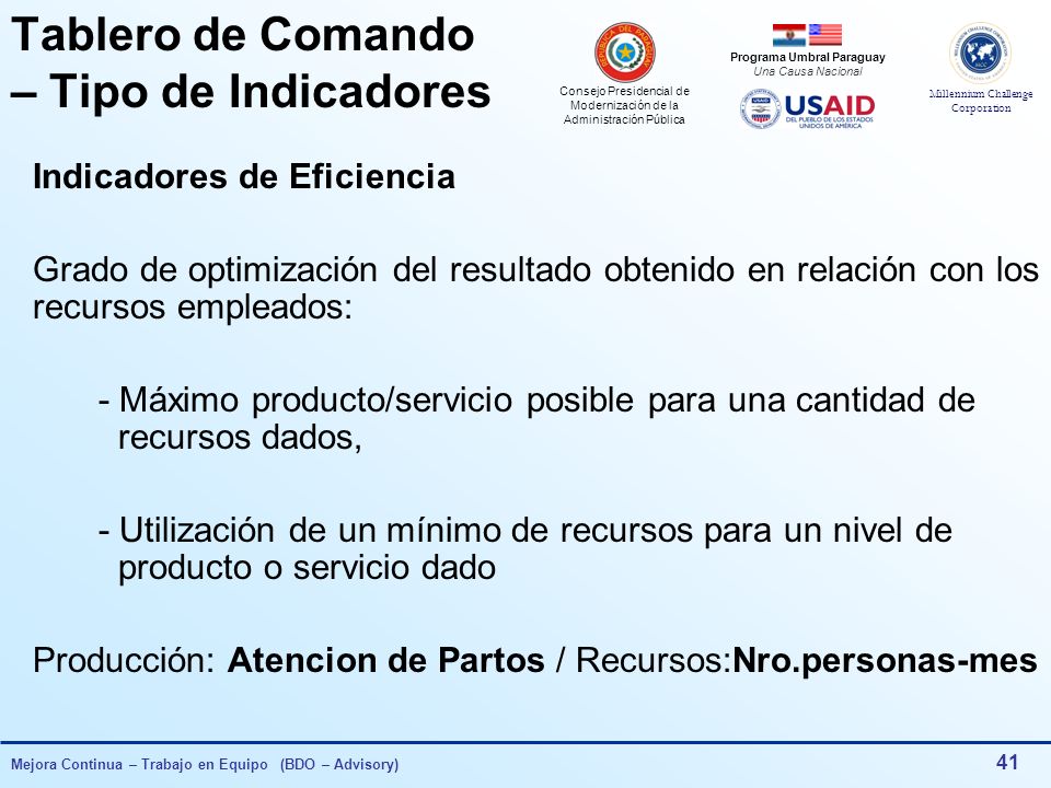 Tablero de Comando – Tipo de Indicadores