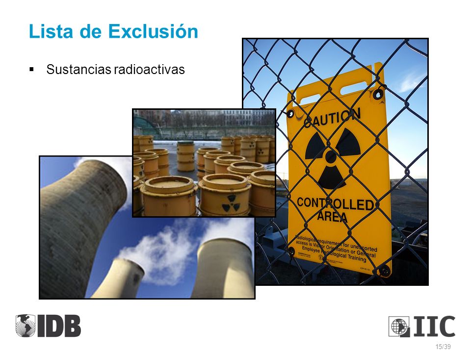 Lista de Exclusión Sustancias radioactivas