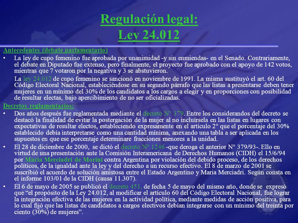 Regulación legal: Ley Antecedentes (debate parlamentario)