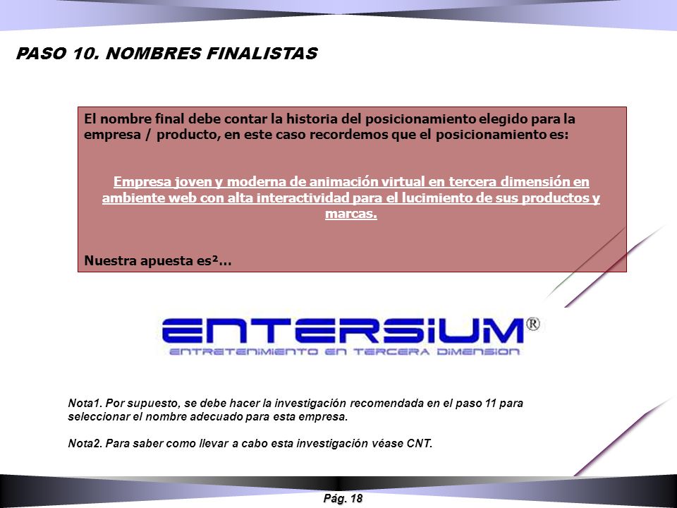 PASO 10. NOMBRES FINALISTAS