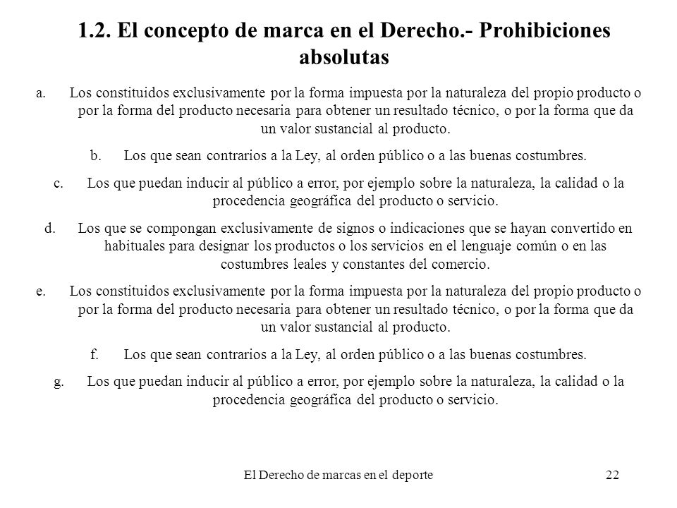 1.2. El concepto de marca en el Derecho.- Prohibiciones absolutas