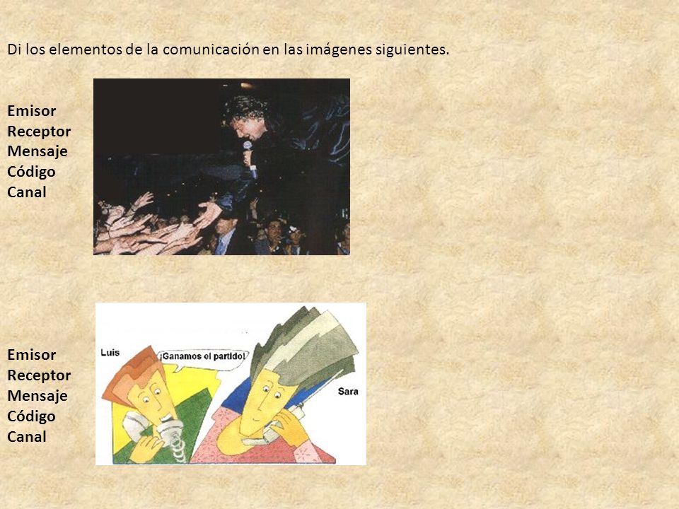 Di los elementos de la comunicación en las imágenes siguientes.