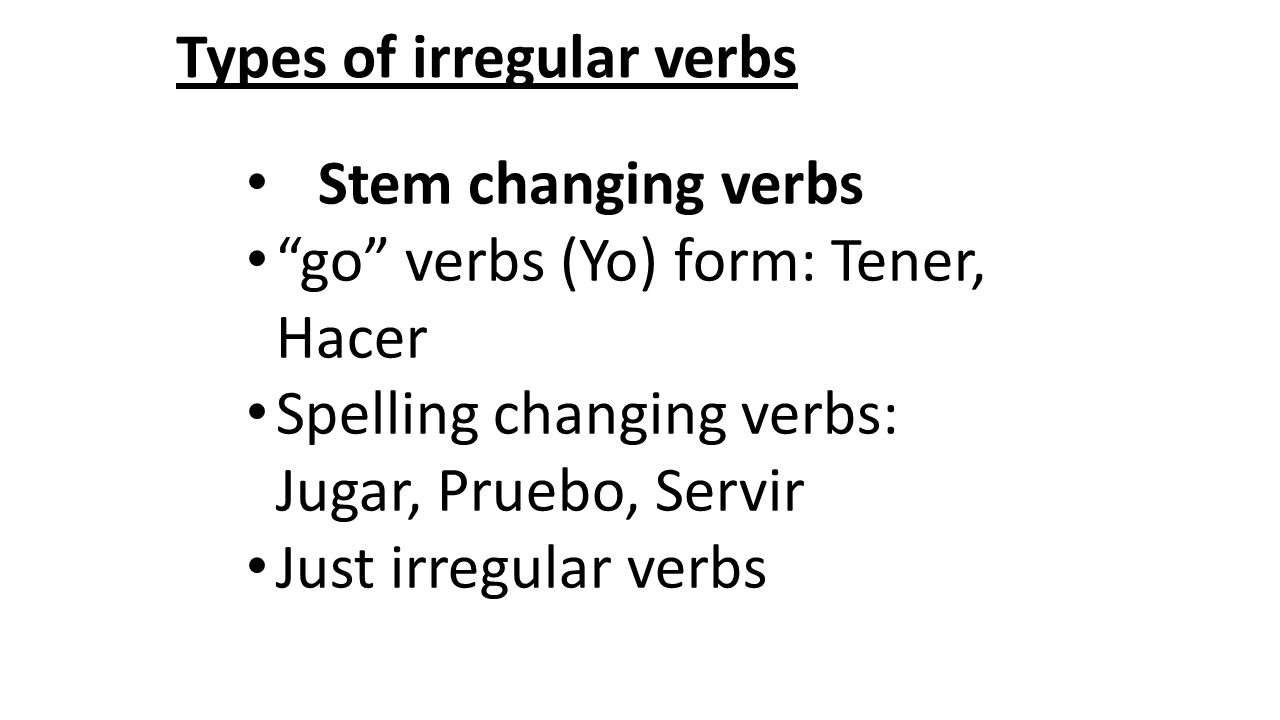 Types of irregular verbs
