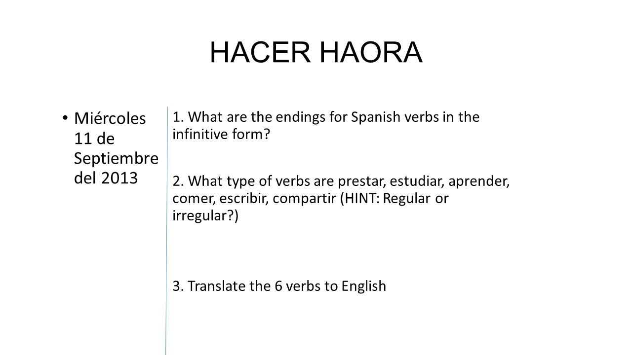 HACER HAORA Miércoles 11 de Septiembre del 2013