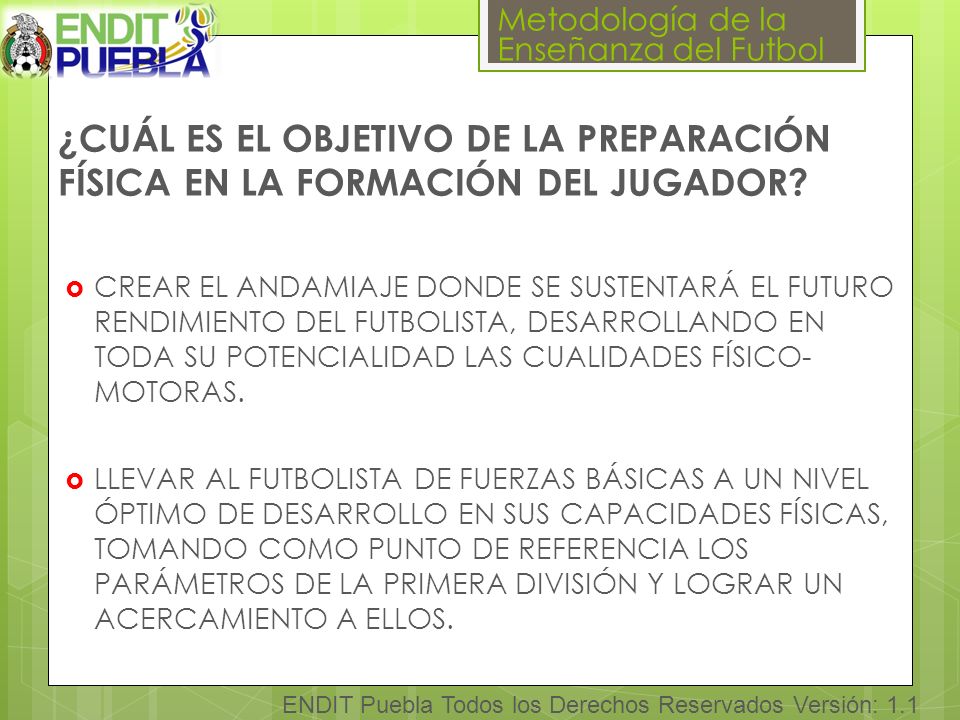 ¿CUÁL ES EL OBJETIVO DE LA PREPARACIÓN FÍSICA EN LA FORMACIÓN DEL JUGADOR